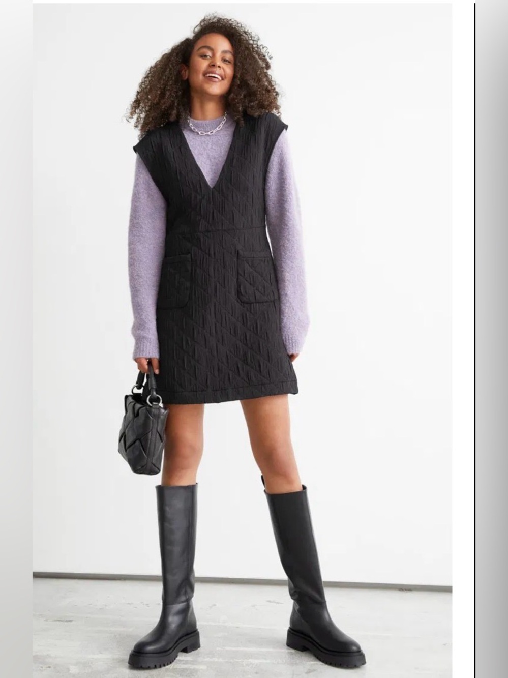 & OTHER STORIES black sleeveless quilted mini dress
